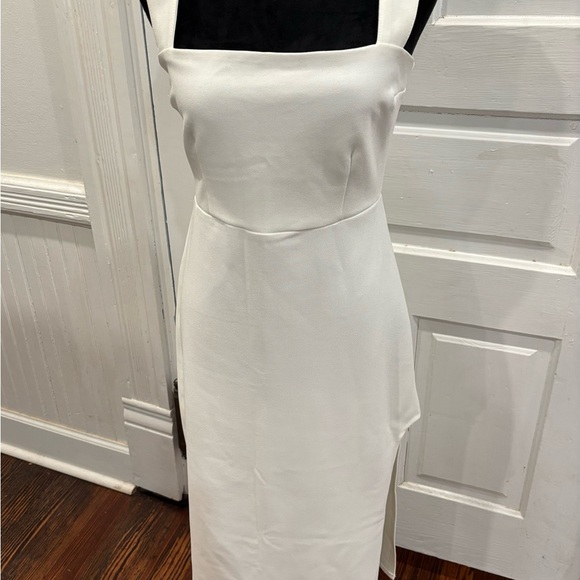 Abercrombie & Fitch White Midi High Slit White Dress Sz MP NWT Adjustable Straps - Picture 2 of 8